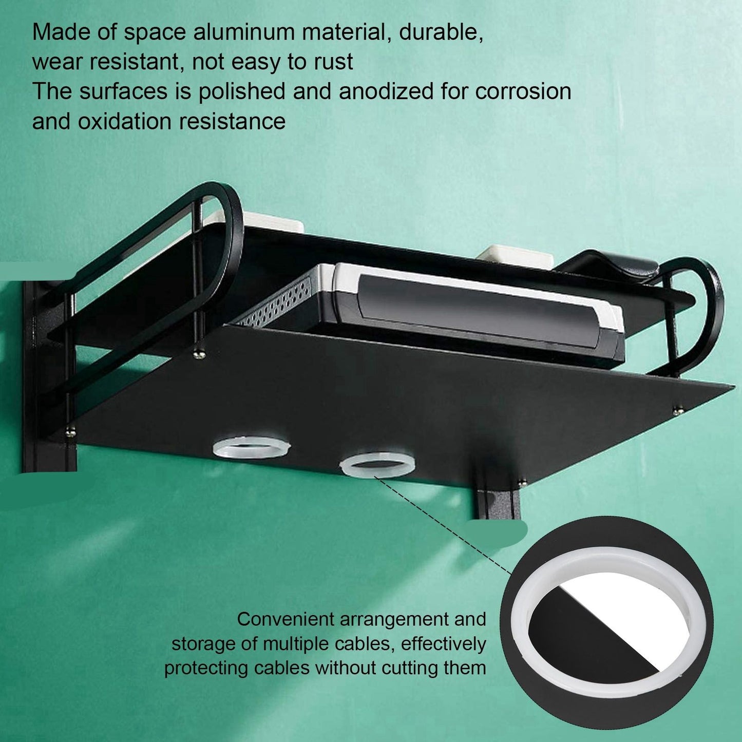Double Layer Floating Wall Shelf TV Box Shelf Wall Mounted Router DVD Cable Box Shelf for Household V1294-YM0523-3116220002711