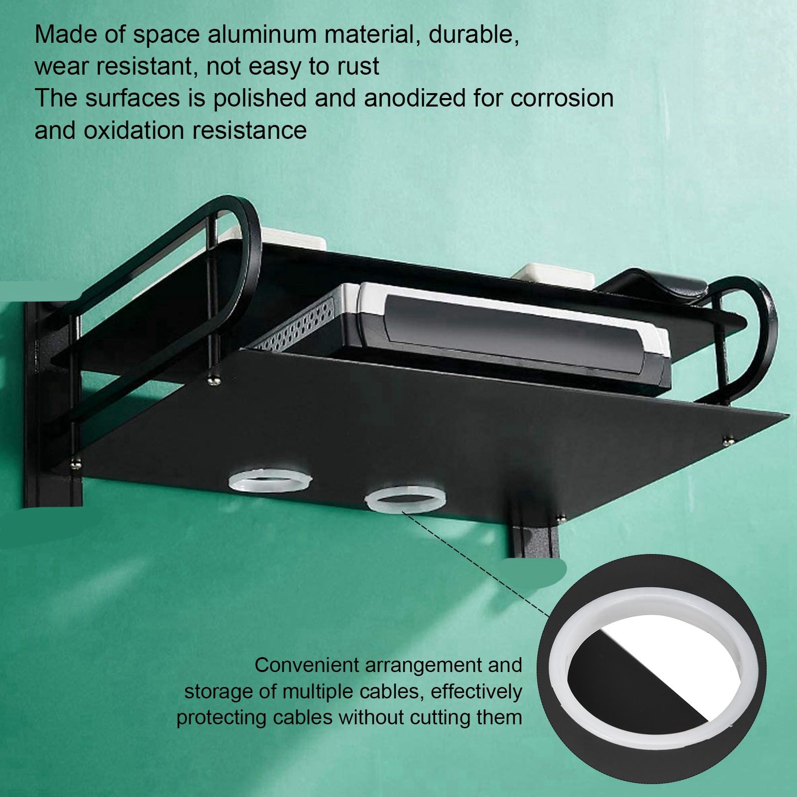 Double Layer Floating Wall Shelf TV Box Shelf Wall Mounted Router DVD Cable Box Shelf for Household V1294-YM0523-3116220002711