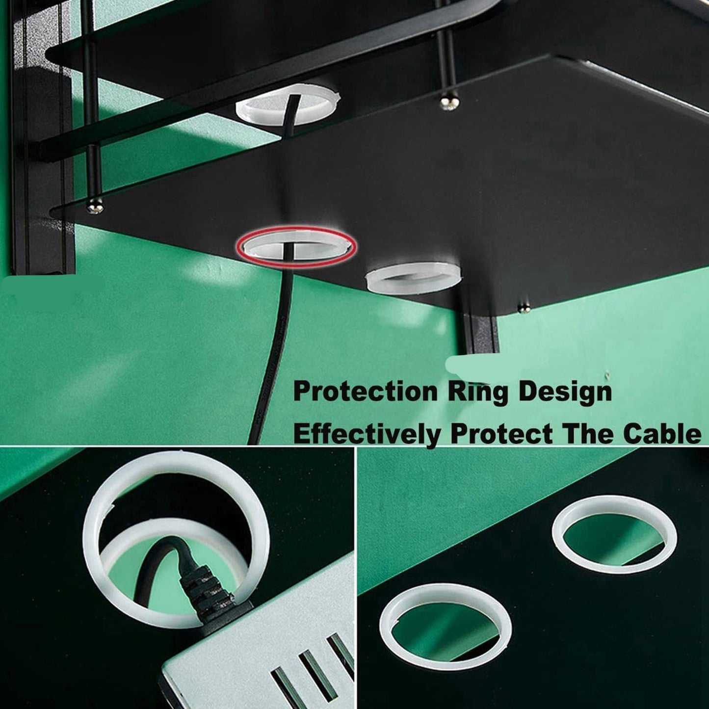 Double Layer Floating Wall Shelf TV Box Shelf Wall Mounted Router DVD Cable Box Shelf for Household V1294-YM0523-3116220002711