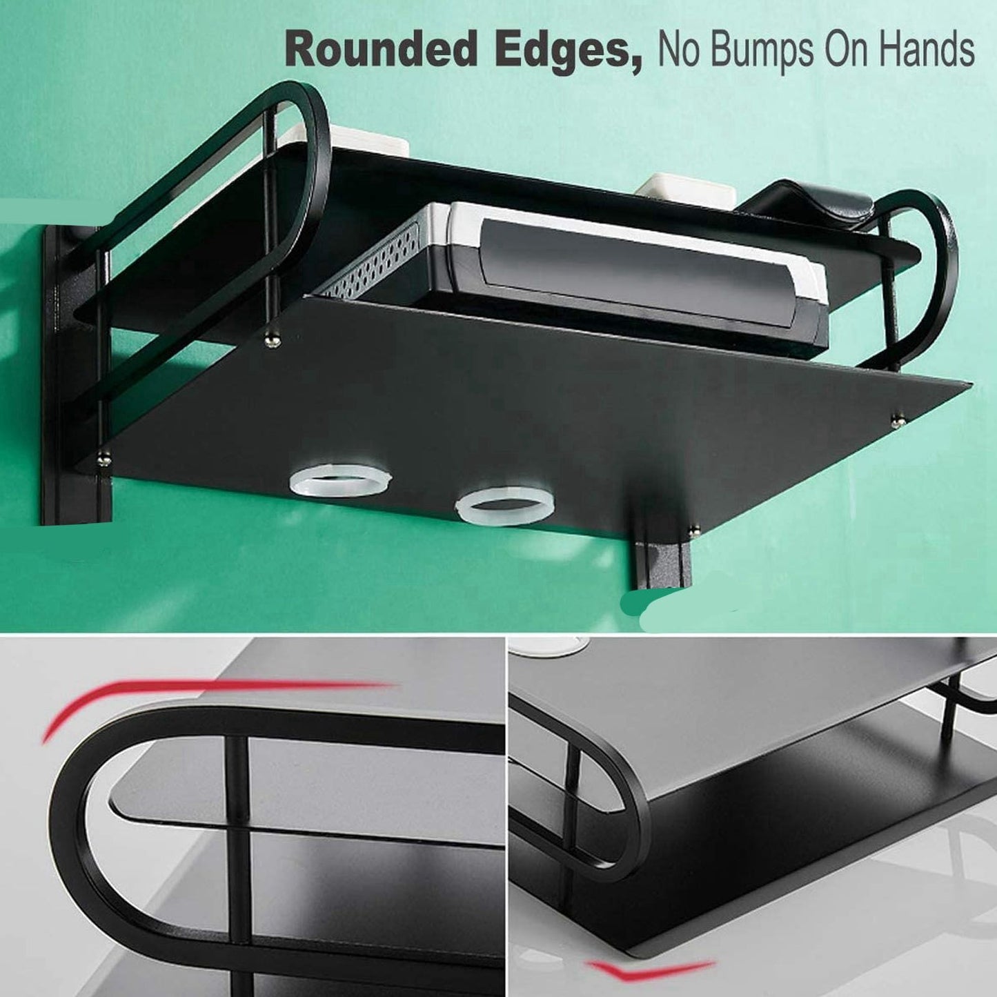 Double Layer Floating Wall Shelf TV Box Shelf Wall Mounted Router DVD Cable Box Shelf for Household V1294-YM0523-3116220002711
