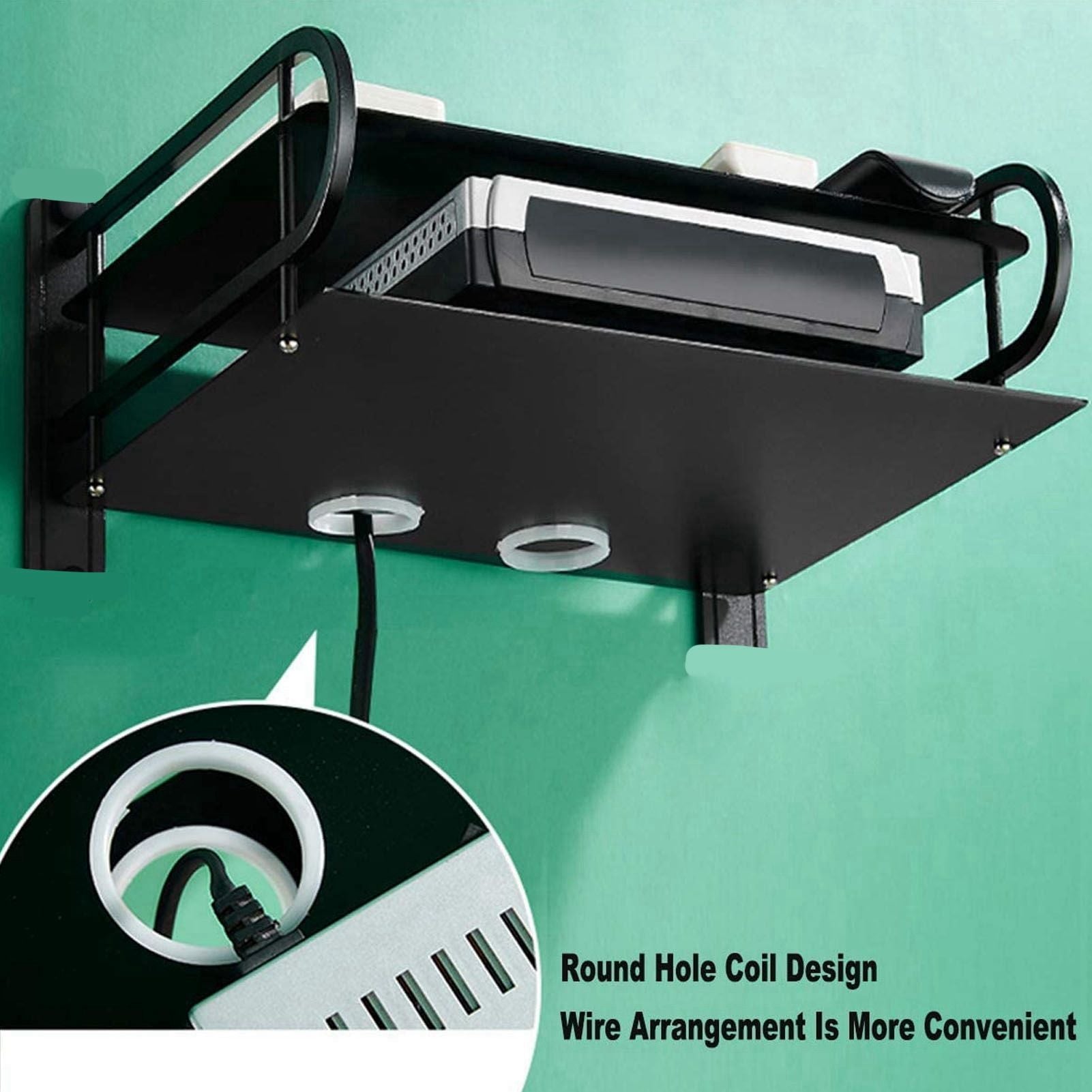Double Layer Floating Wall Shelf TV Box Shelf Wall Mounted Router DVD Cable Box Shelf for Household V1294-YM0523-3116220002711