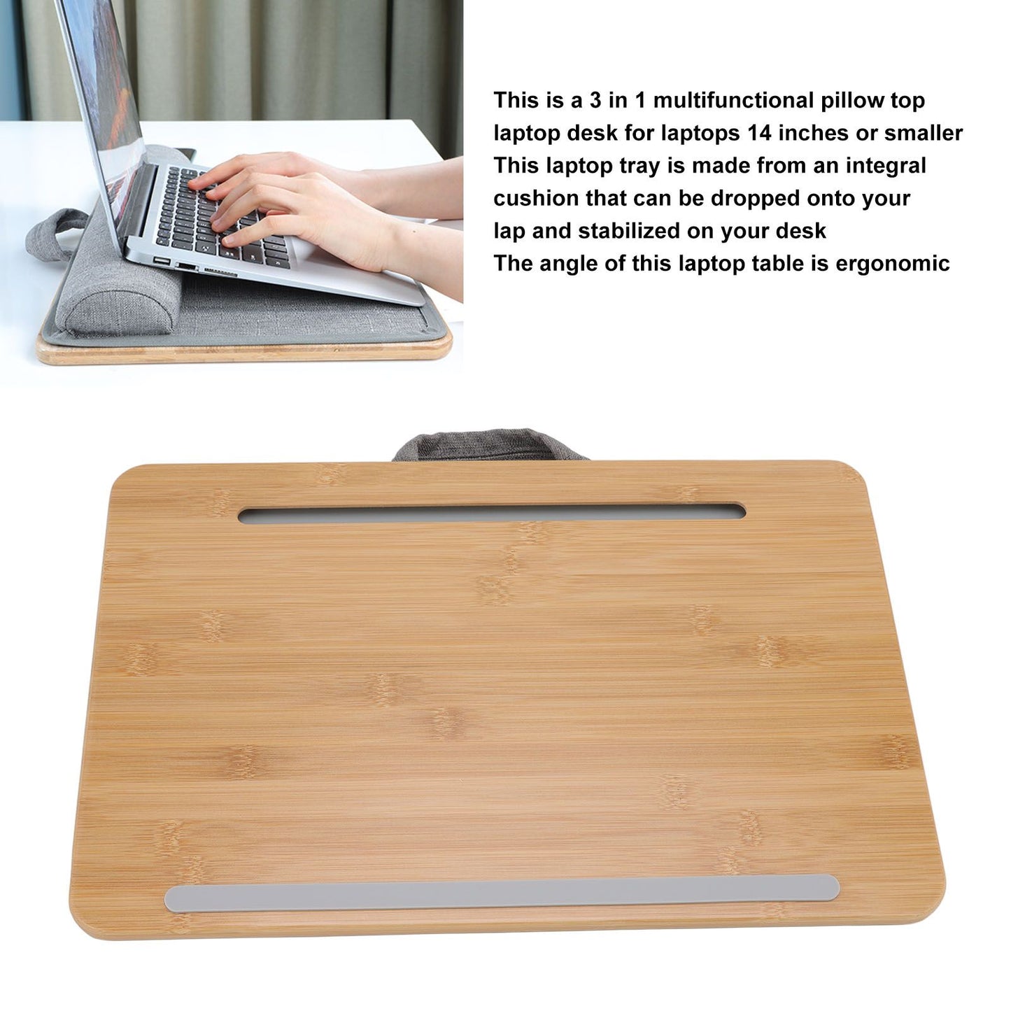Home Office Laptop Lap Desk Portable Multifunctional Laptop Stand for Bed Sofa Couch 42x27.5cm Small Size V1294-YM0523-3116220004011