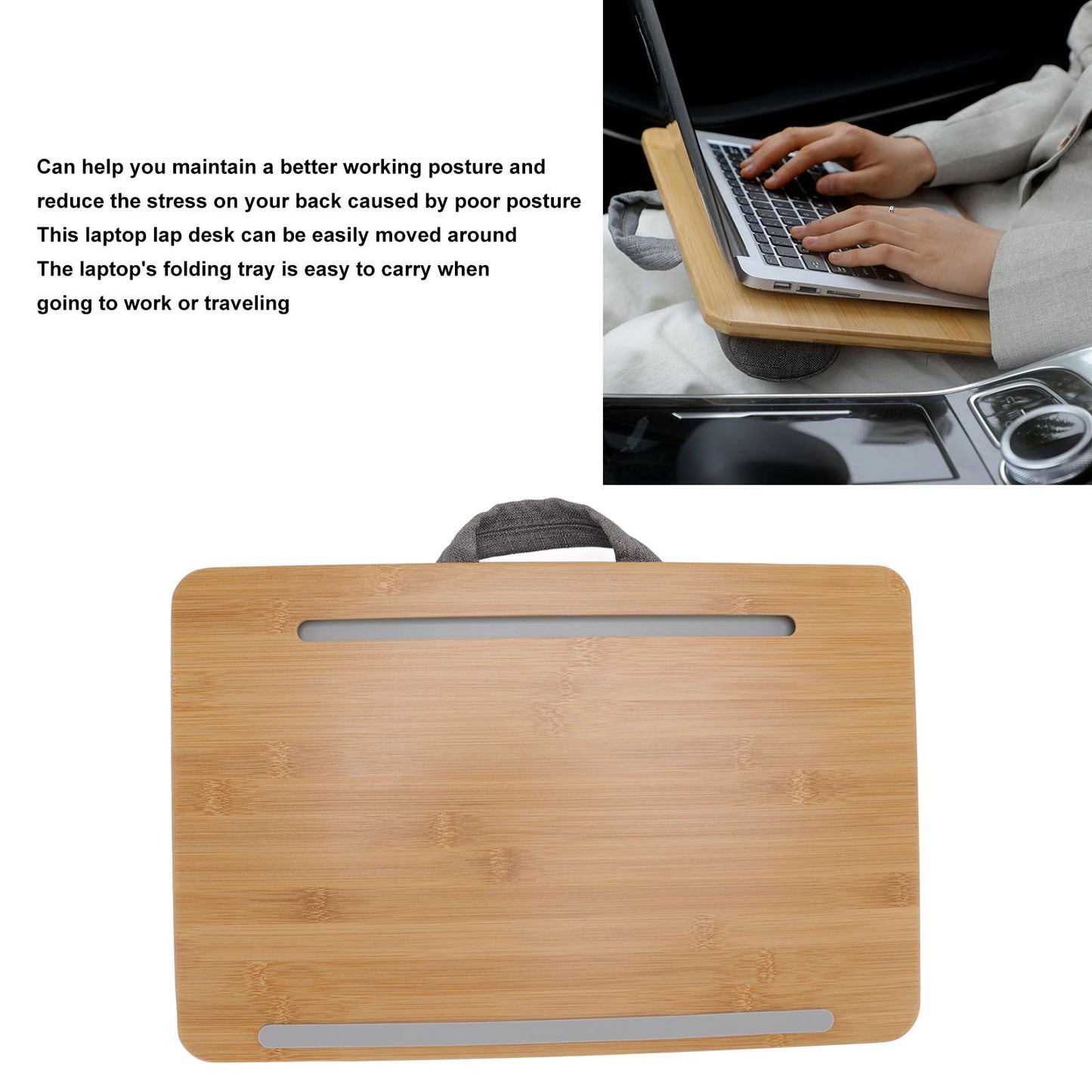 Home Office Laptop Lap Desk Portable Multifunctional Laptop Stand for Bed Sofa Couch 42x27.5cm Small Size V1294-YM0523-3116220004011