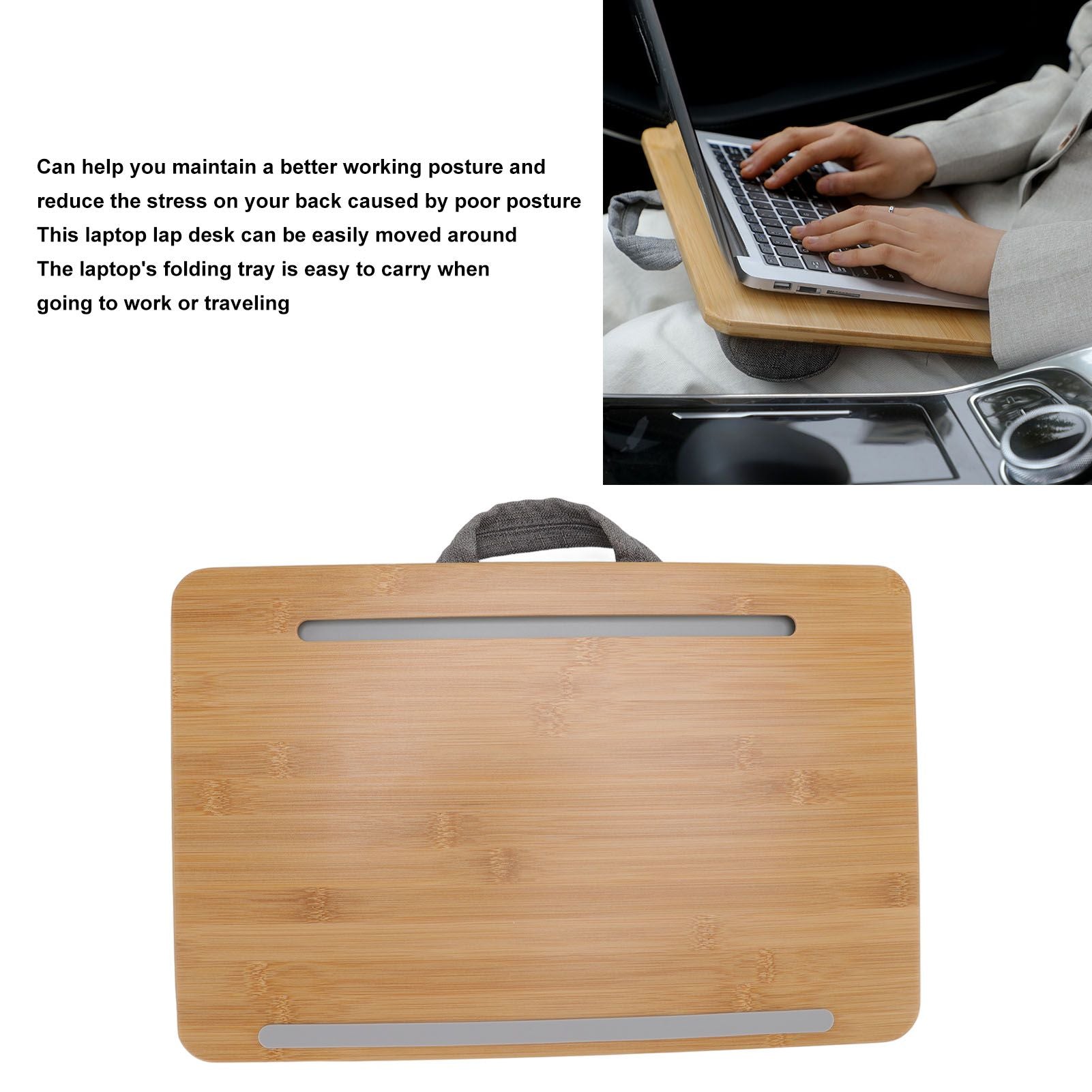 Home Office Laptop Lap Desk Portable Multifunctional Laptop Stand for Bed Sofa Couch 42x27.5cm Small Size V1294-YM0523-3116220004011