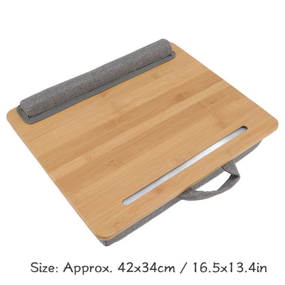 Laptop Table Multifunction Bamboo Lap Desk Bed Tray with Cushion for Reading Writing Playing V1294-YM0523-3116220004111