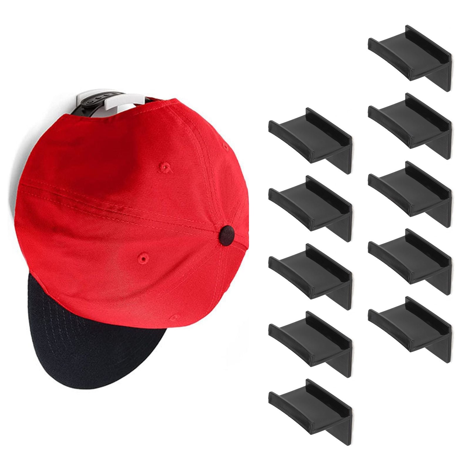 10 Pcs Hat Hooks Modern Minimalist Lossless Strong Acrylic Adhesive Hat Hangers for Home Wall Black V1294-YM0523-3116220004611