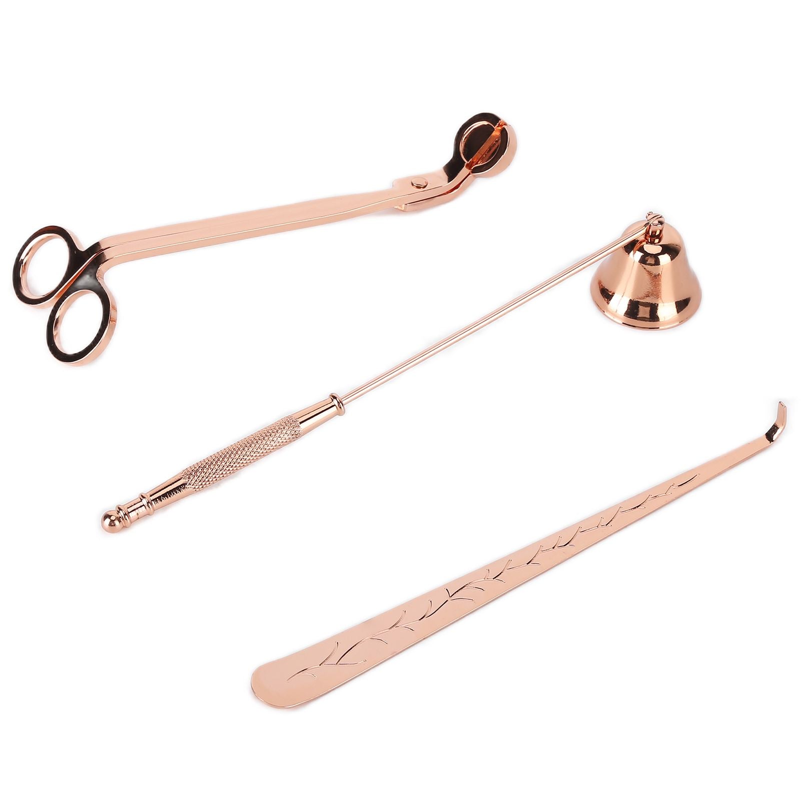 3PCS Candle Accessory Set Candle Wick Trimmer Cutter Snuffer Extinguisher Wick Dipper Gift SuppliesRose Gold V1294-YM0523-3117210129411