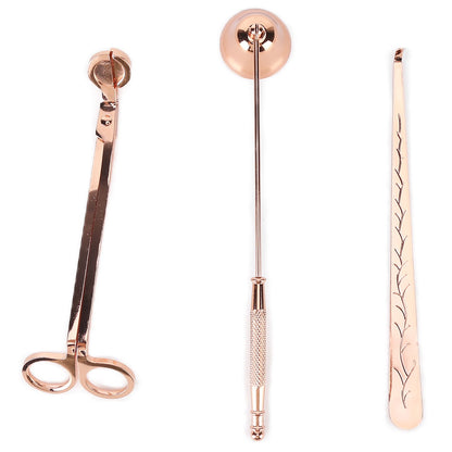3PCS Candle Accessory Set Candle Wick Trimmer Cutter Snuffer Extinguisher Wick Dipper Gift SuppliesRose Gold V1294-YM0523-3117210129411