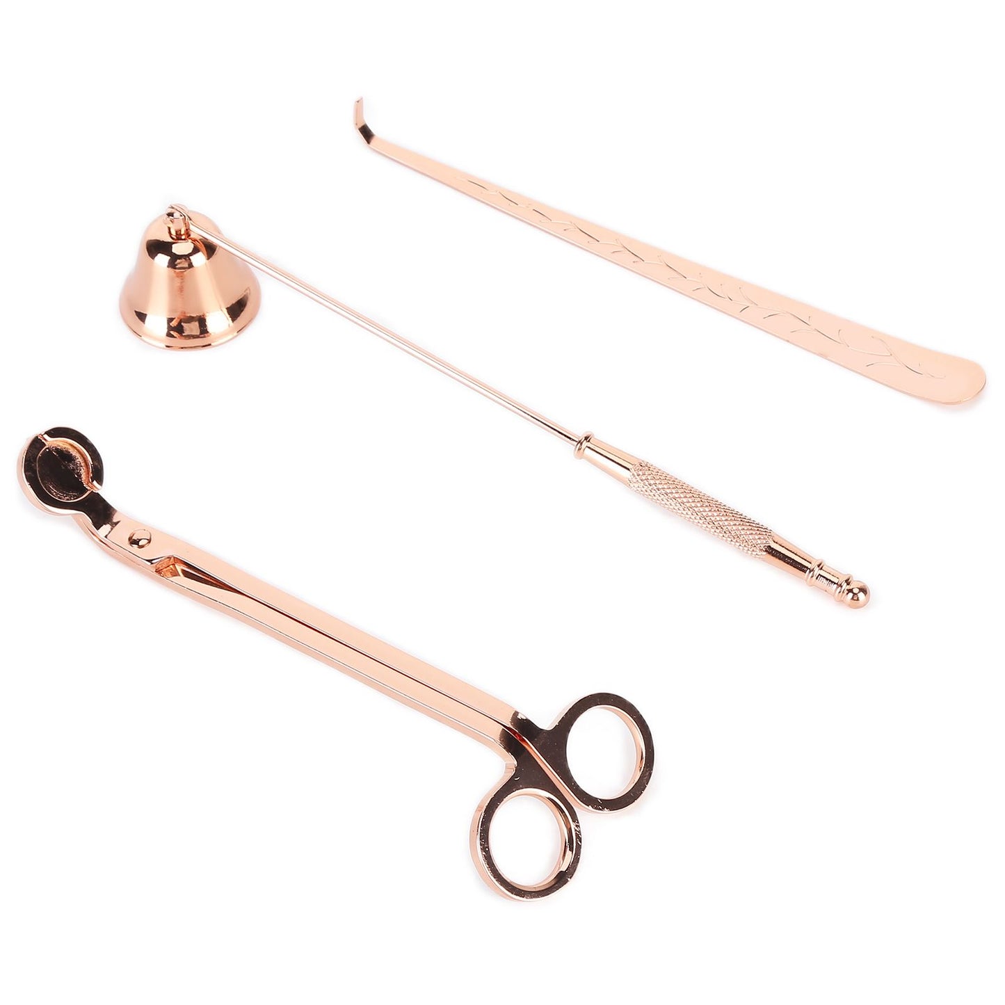 3PCS Candle Accessory Set Candle Wick Trimmer Cutter Snuffer Extinguisher Wick Dipper Gift SuppliesRose Gold V1294-YM0523-3117210129411