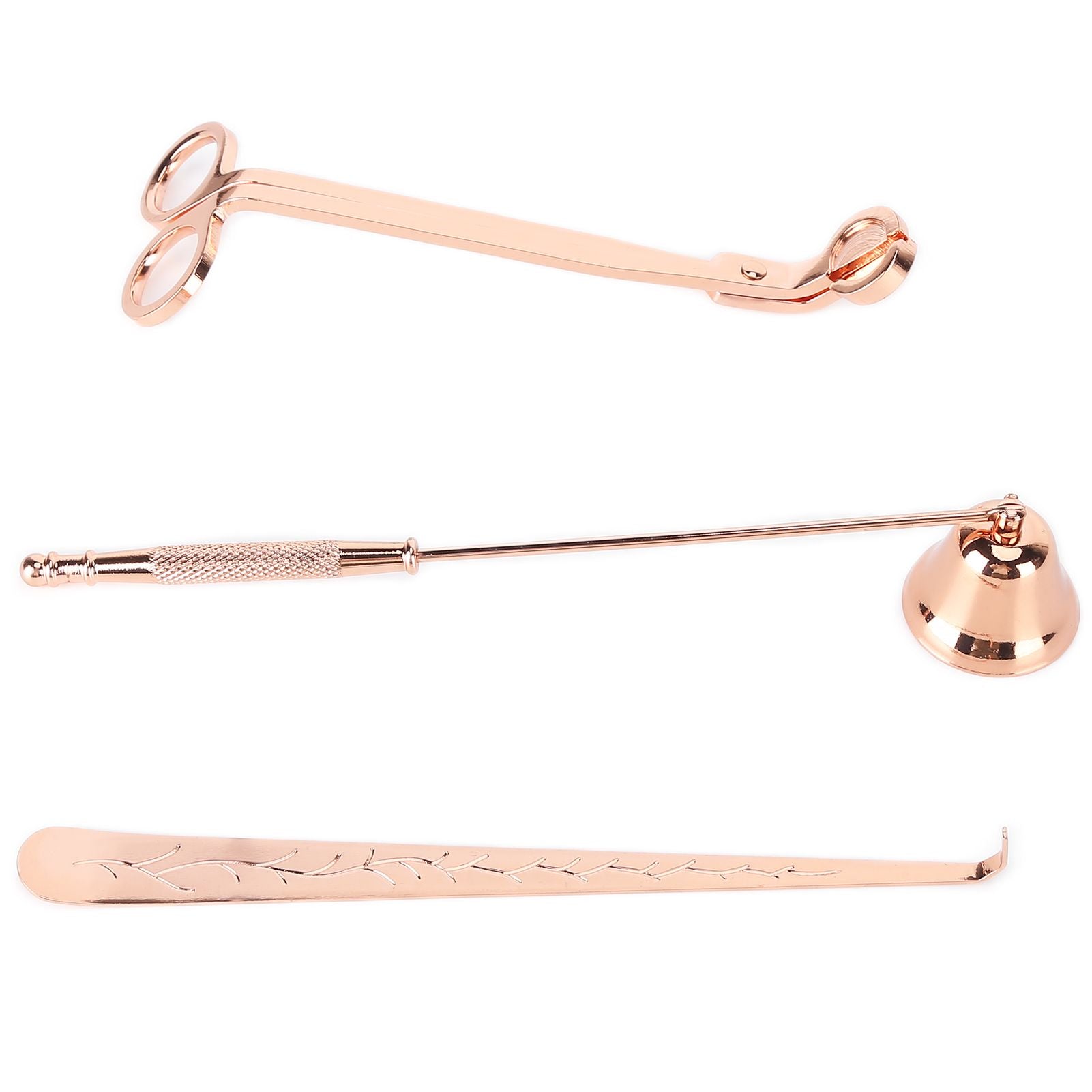 3PCS Candle Accessory Set Candle Wick Trimmer Cutter Snuffer Extinguisher Wick Dipper Gift SuppliesRose Gold V1294-YM0523-3117210129411