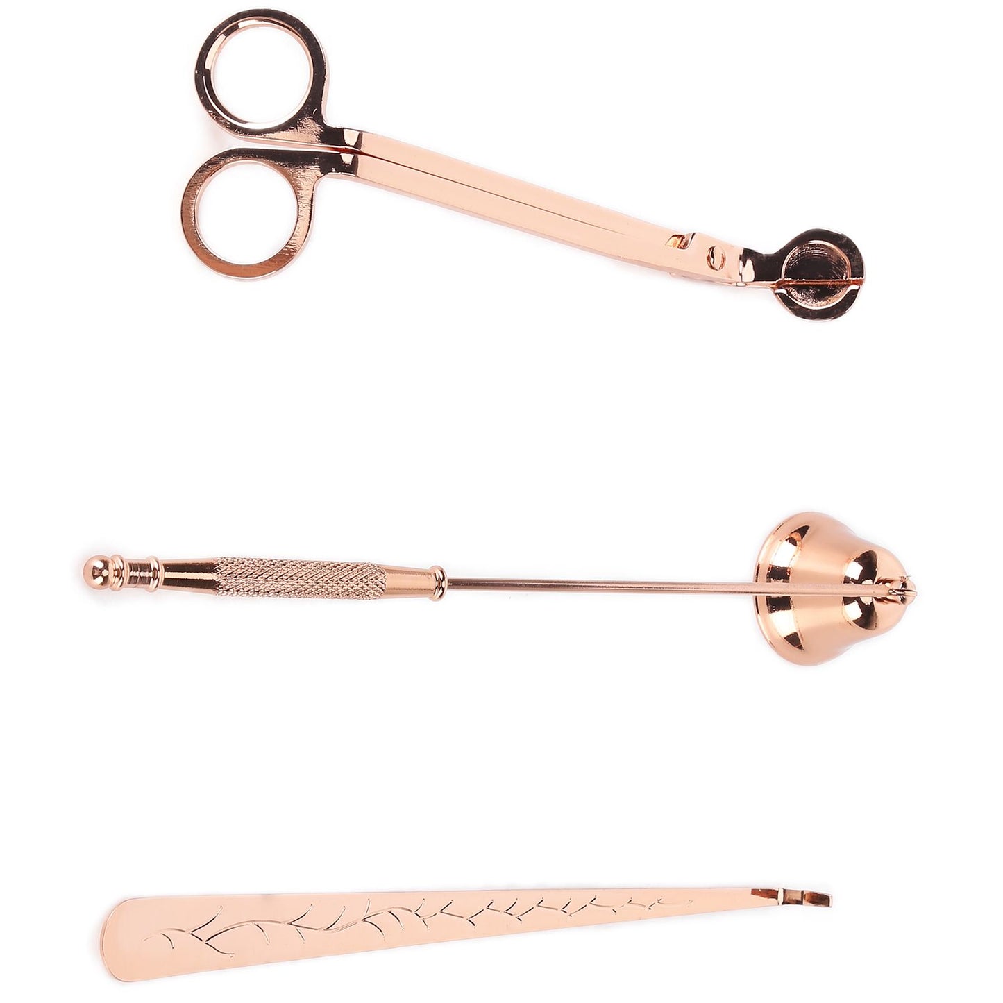 3PCS Candle Accessory Set Candle Wick Trimmer Cutter Snuffer Extinguisher Wick Dipper Gift SuppliesRose Gold V1294-YM0523-3117210129411