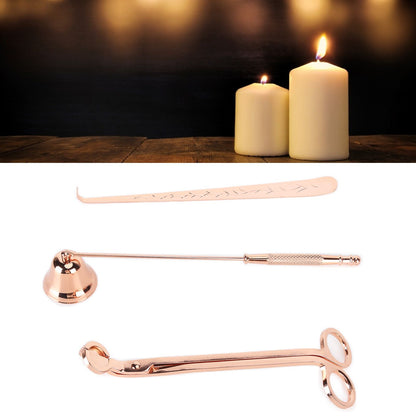 3PCS Candle Accessory Set Candle Wick Trimmer Cutter Snuffer Extinguisher Wick Dipper Gift SuppliesRose Gold V1294-YM0523-3117210129411