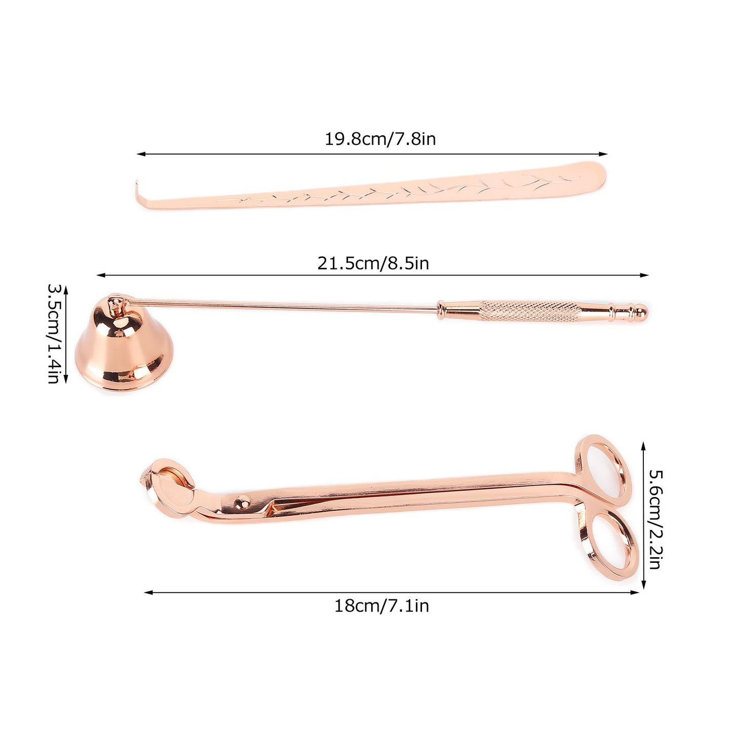 3PCS Candle Accessory Set Candle Wick Trimmer Cutter Snuffer Extinguisher Wick Dipper Gift SuppliesRose Gold V1294-YM0523-3117210129411