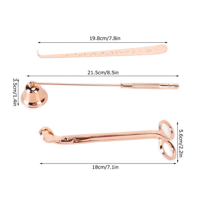 3PCS Candle Accessory Set Candle Wick Trimmer Cutter Snuffer Extinguisher Wick Dipper Gift SuppliesRose Gold V1294-YM0523-3117210129411
