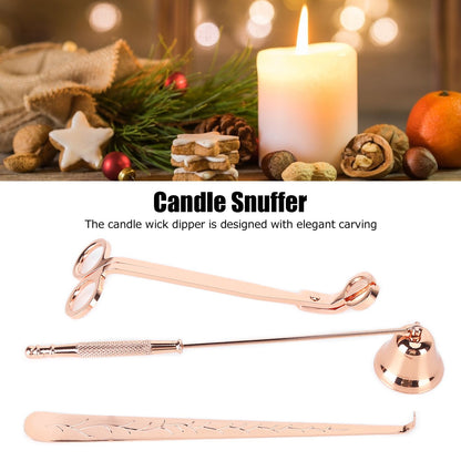 3PCS Candle Accessory Set Candle Wick Trimmer Cutter Snuffer Extinguisher Wick Dipper Gift SuppliesRose Gold V1294-YM0523-3117210129411