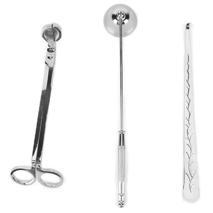 3PCS Candle Accessory Set Candle Wick Trimmer Cutter Snuffer Extinguisher Wick Dipper Gift SuppliesSilver V1294-YM0523-3117210129412