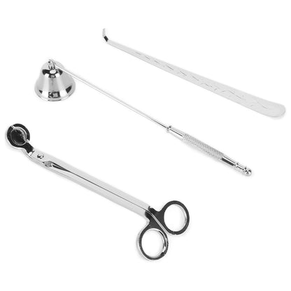 3PCS Candle Accessory Set Candle Wick Trimmer Cutter Snuffer Extinguisher Wick Dipper Gift SuppliesSilver V1294-YM0523-3117210129412