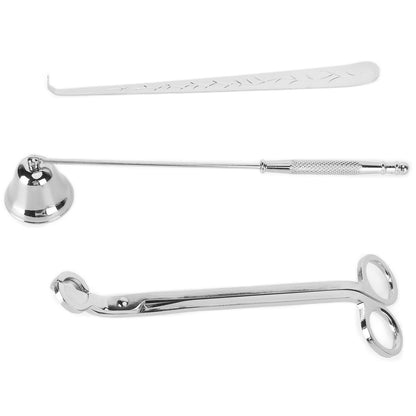3PCS Candle Accessory Set Candle Wick Trimmer Cutter Snuffer Extinguisher Wick Dipper Gift SuppliesSilver V1294-YM0523-3117210129412