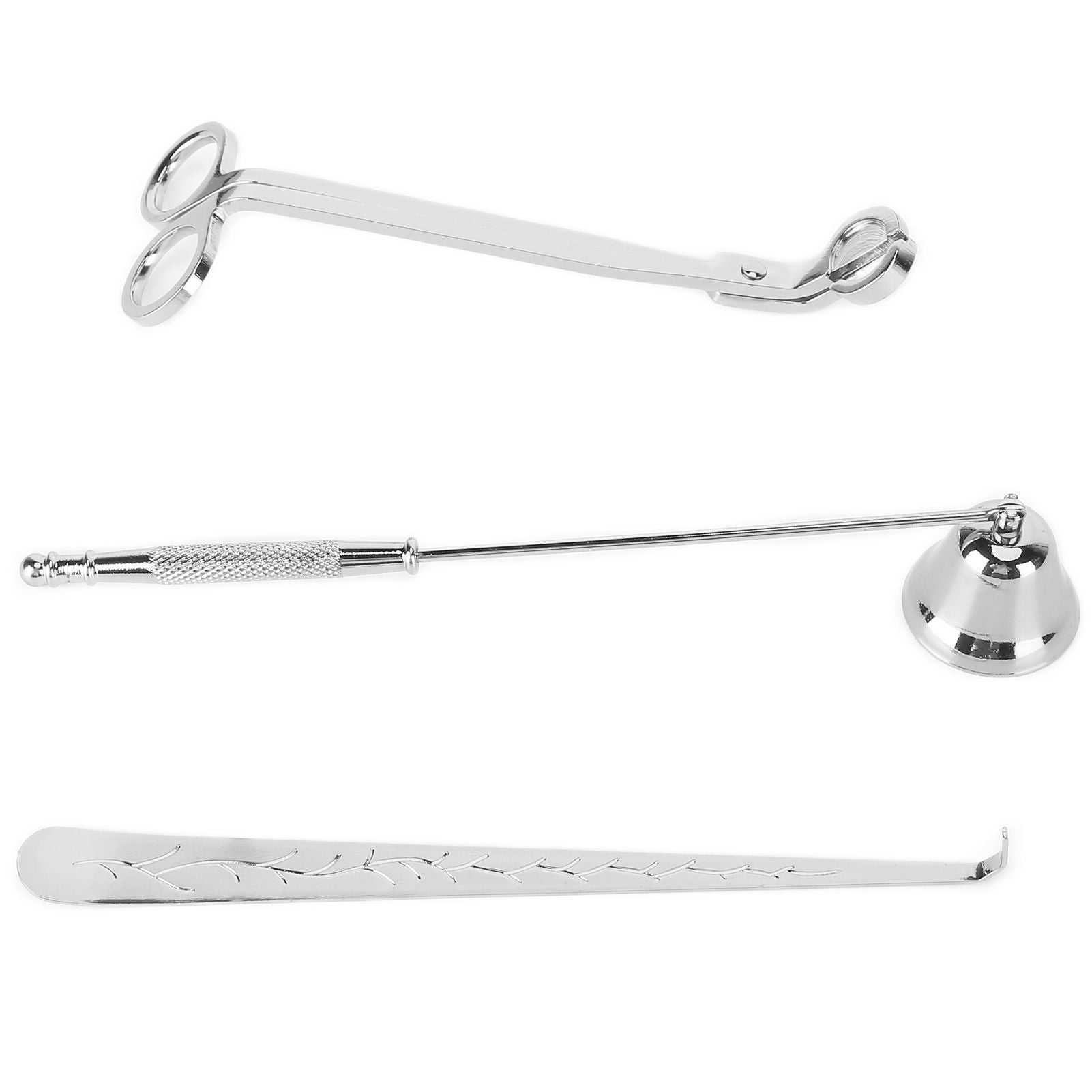 3PCS Candle Accessory Set Candle Wick Trimmer Cutter Snuffer Extinguisher Wick Dipper Gift SuppliesSilver V1294-YM0523-3117210129412