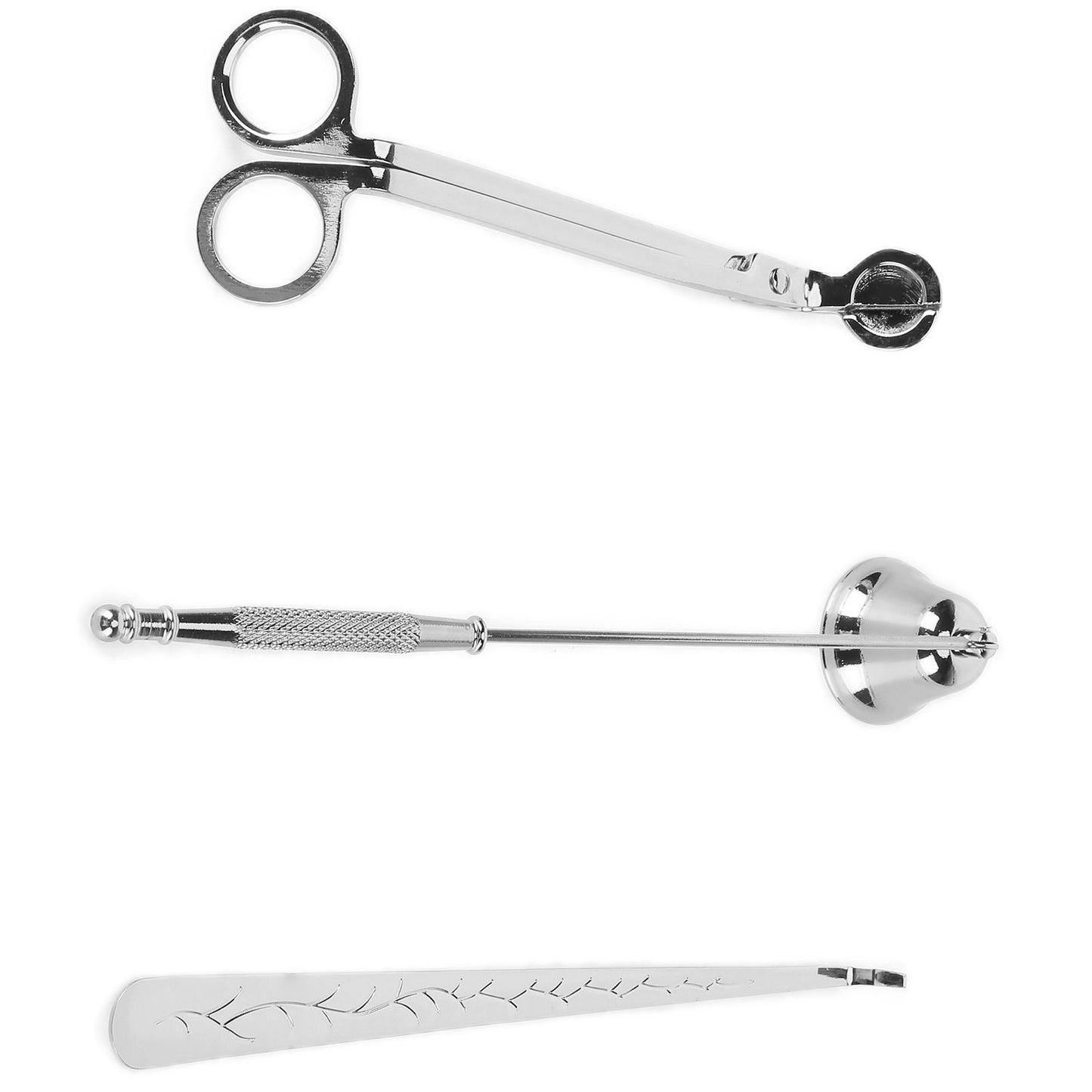 3PCS Candle Accessory Set Candle Wick Trimmer Cutter Snuffer Extinguisher Wick Dipper Gift SuppliesSilver V1294-YM0523-3117210129412