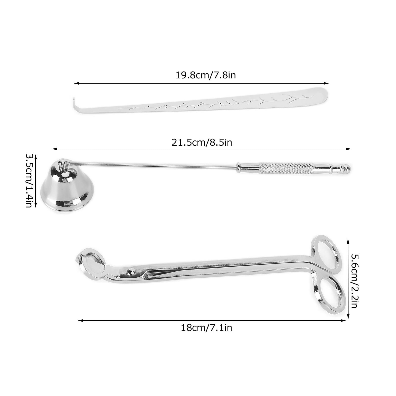 3PCS Candle Accessory Set Candle Wick Trimmer Cutter Snuffer Extinguisher Wick Dipper Gift SuppliesSilver V1294-YM0523-3117210129412