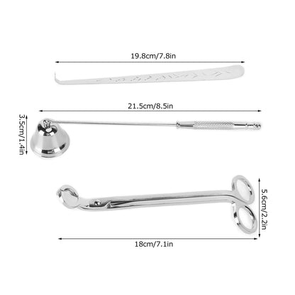3PCS Candle Accessory Set Candle Wick Trimmer Cutter Snuffer Extinguisher Wick Dipper Gift SuppliesSilver V1294-YM0523-3117210129412
