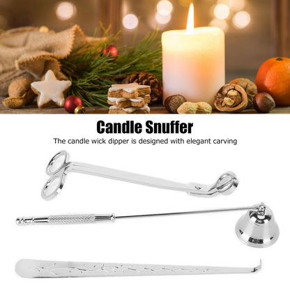 3PCS Candle Accessory Set Candle Wick Trimmer Cutter Snuffer Extinguisher Wick Dipper Gift SuppliesSilver V1294-YM0523-3117210129412