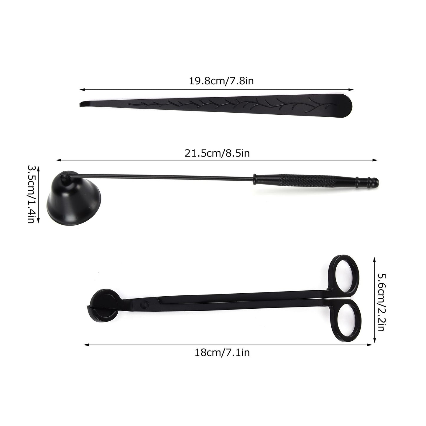 3PCS Candle Accessory Set Candle Wick Trimmer Cutter Snuffer Extinguisher Wick Dipper Gift SuppliesBlack V1294-YM0523-3117210129413