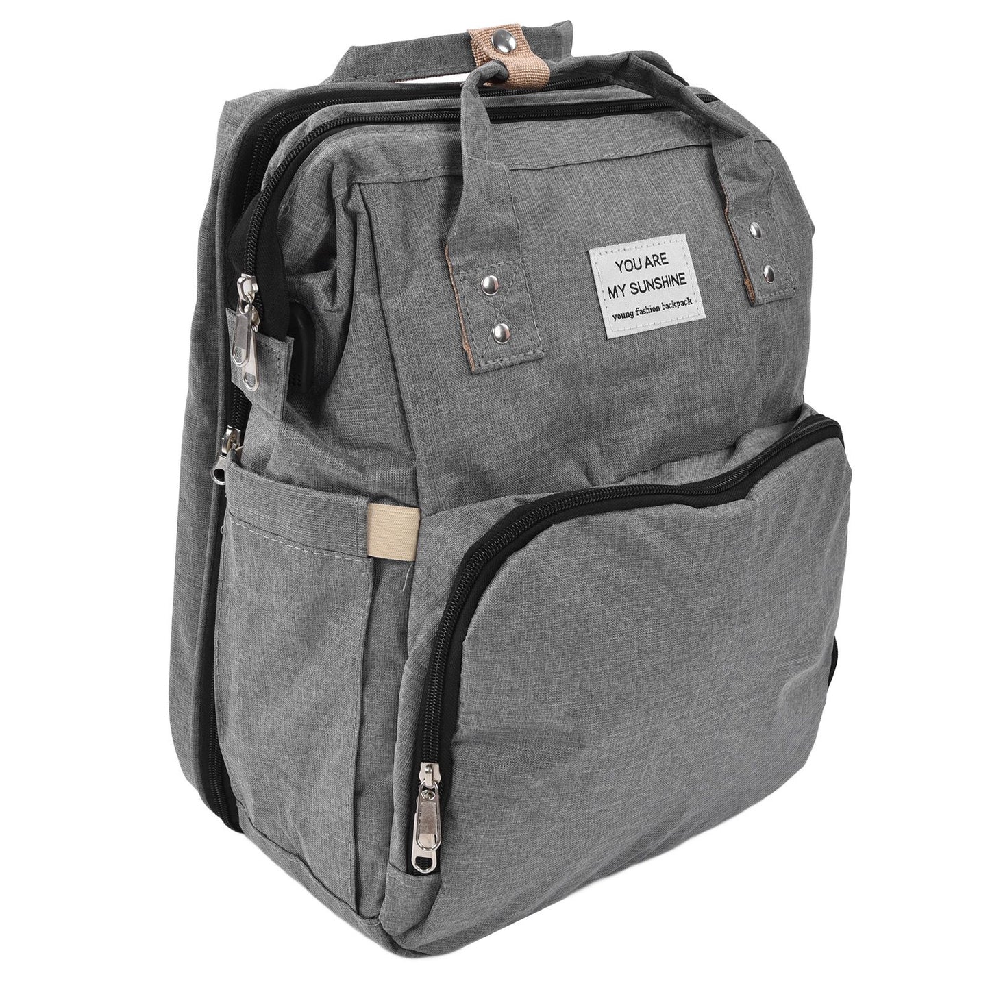 Backpack Multifunctional Foldable Large Capacity Baby Diaper Storage Bag for TravelLight Grey V1294-YM0523-3117210159812