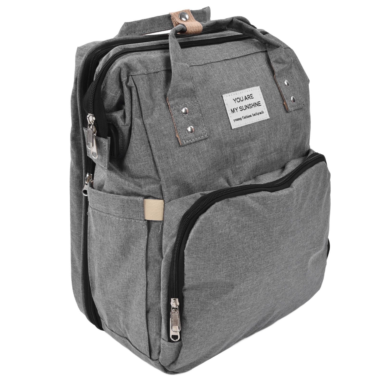 Backpack Multifunctional Foldable Large Capacity Baby Diaper Storage Bag for TravelLight Grey V1294-YM0523-3117210159812