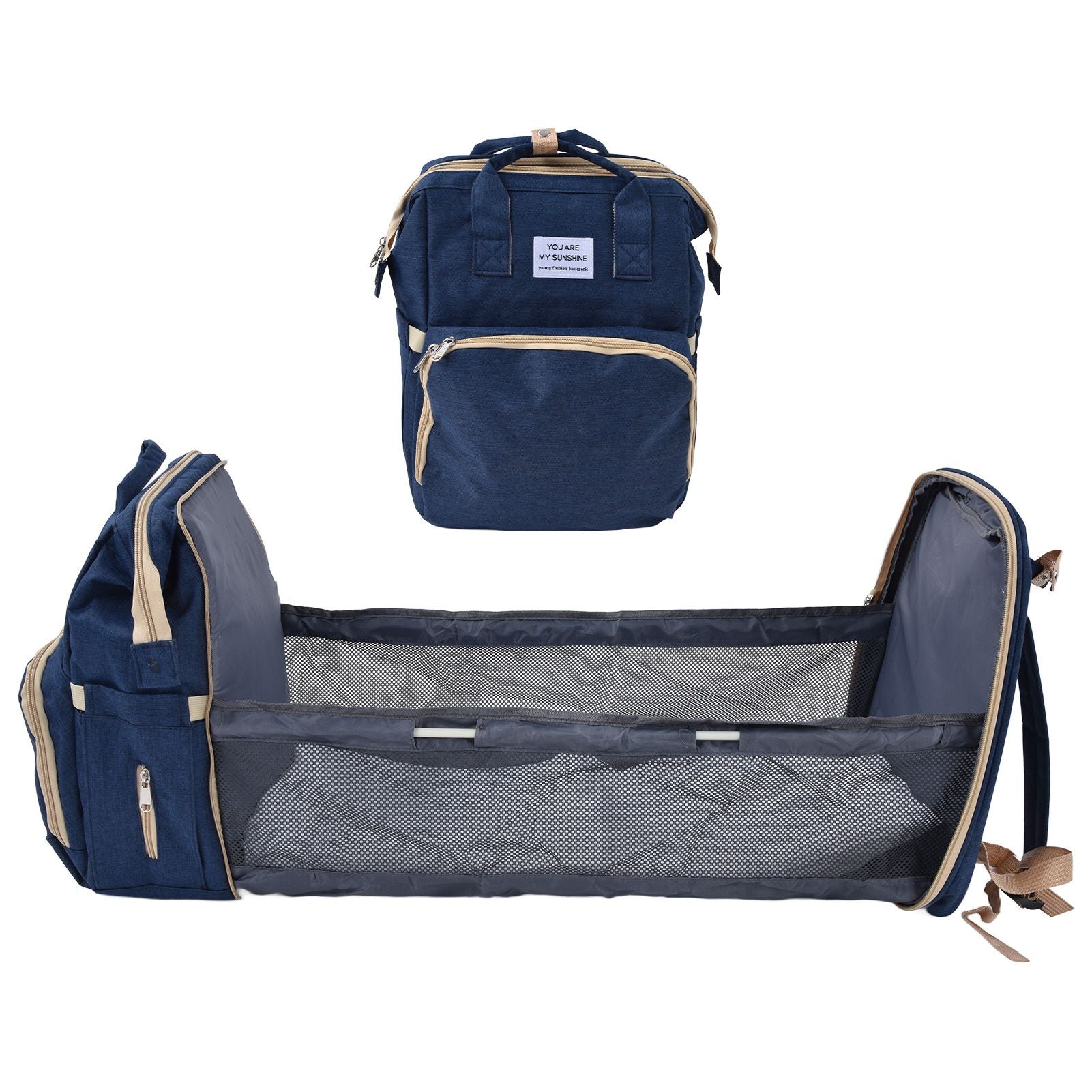 Backpack Multifunctional Foldable Large Capacity Baby Diaper Storage Bag for TravelDark Blue V1294-YM0523-3117210159813