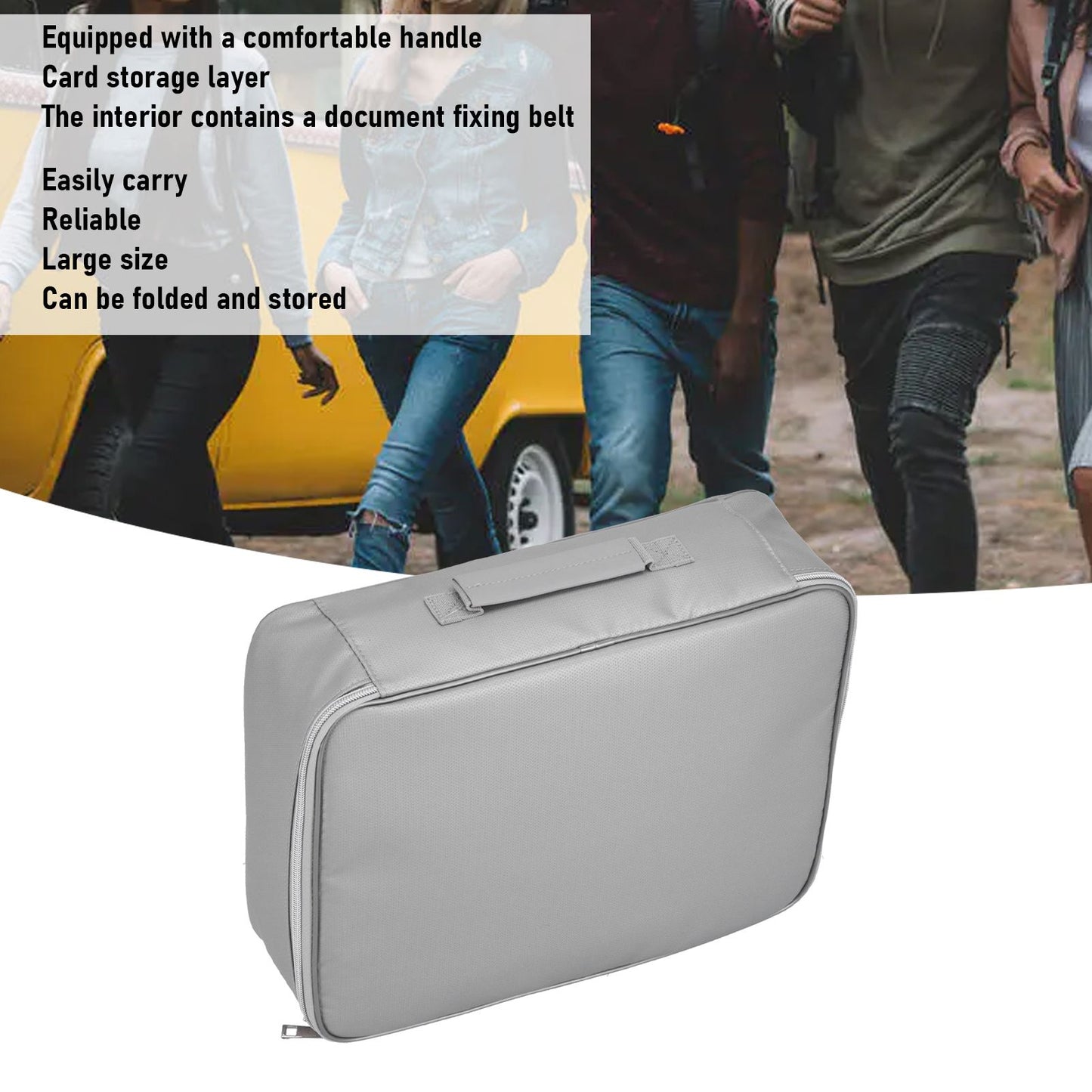 Document Bag Fireproof Waterproof Portable Large Size Multi Layer File Organizer for Home and TravelSilver V1294-YM0523-3117210169911