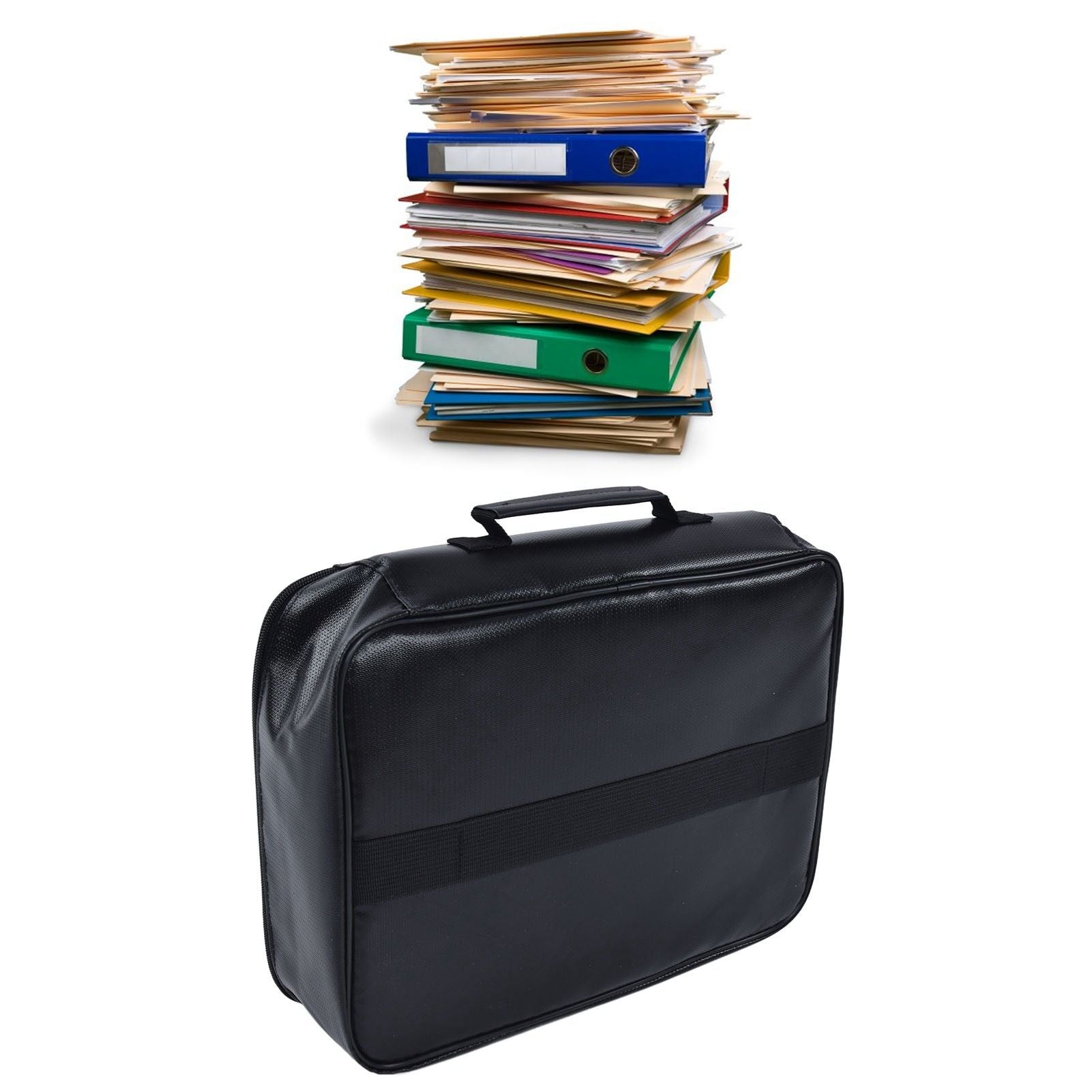 Fireproof Document Bag Pouch Portable File Safe Organizer Large Capacity Storage Box Case with LockBlack V1294-YM0523-3117210177311