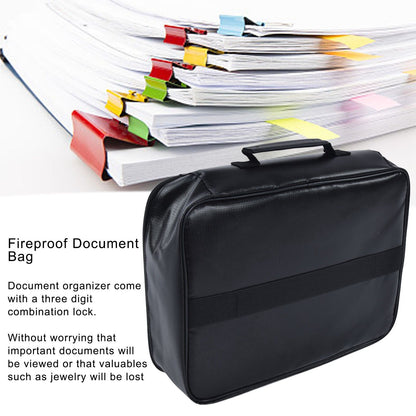 Fireproof Document Bag Pouch Portable File Safe Organizer Large Capacity Storage Box Case with LockBlack V1294-YM0523-3117210177311