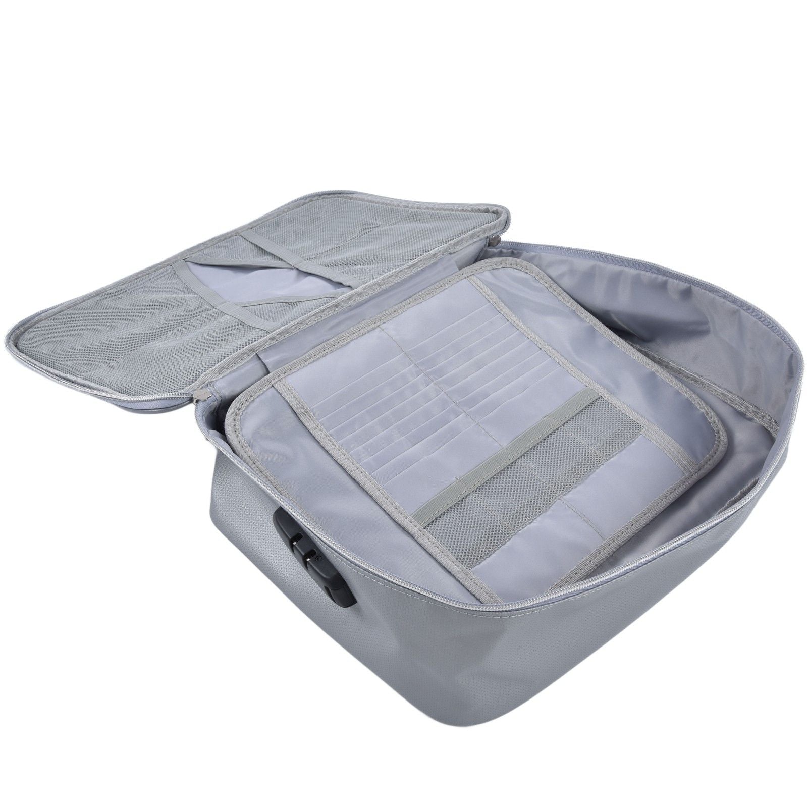 Fireproof Document Bag Pouch Portable File Safe Organizer Large Capacity Storage Box Case with LockSilver V1294-YM0523-3117210177312