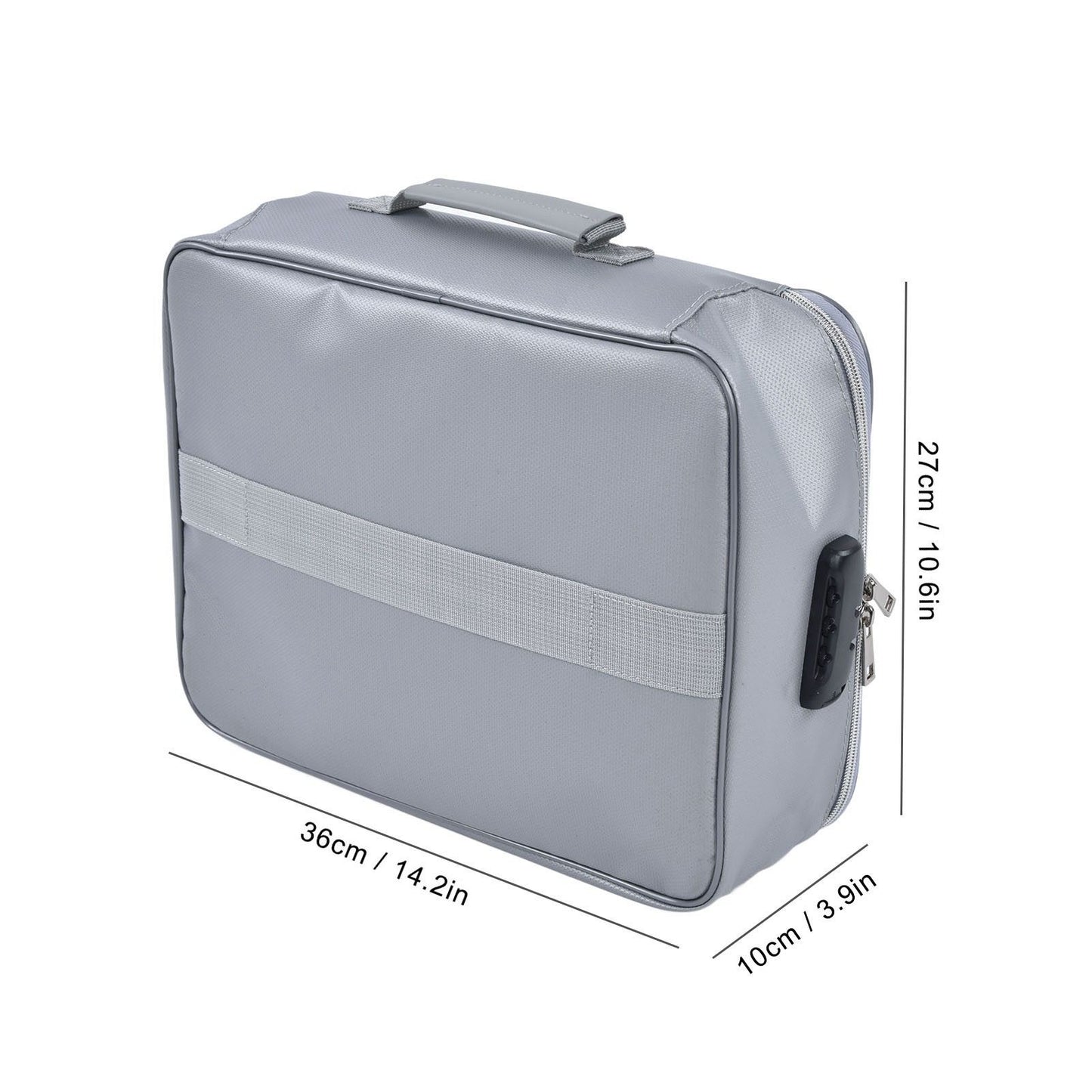 Fireproof Document Bag Pouch Portable File Safe Organizer Large Capacity Storage Box Case with LockSilver V1294-YM0523-3117210177312