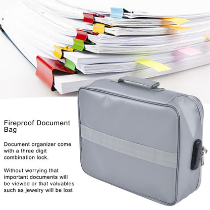 Fireproof Document Bag Pouch Portable File Safe Organizer Large Capacity Storage Box Case with LockSilver V1294-YM0523-3117210177312