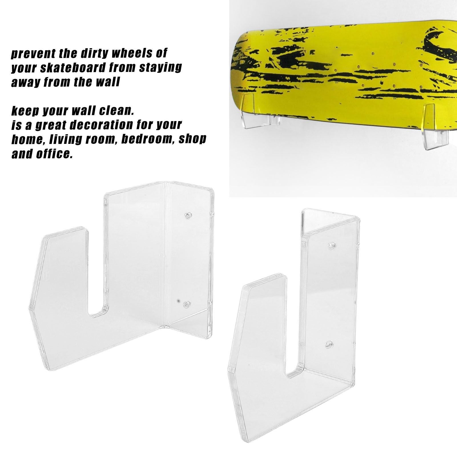 Wall Mount Sliding Plate Bracket Acrylic Durable Skateboard Wall Hanger for Home V1294-YM0523-3117210177811