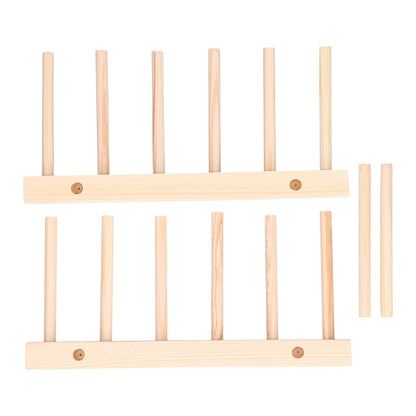 Bamboo Dish Plate Lightweight Portable Environmental Friendly Durable Pine Wood Dish Rack5 Grids 23cm V1294-YM0523-3117210180511