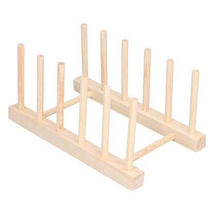 Bamboo Dish Plate Lightweight Portable Environmental Friendly Durable Pine Wood Dish Rack5 Grids 23cm V1294-YM0523-3117210180511