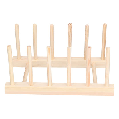 Bamboo Dish Plate Lightweight Portable Environmental Friendly Durable Pine Wood Dish Rack5 Grids 23cm V1294-YM0523-3117210180511