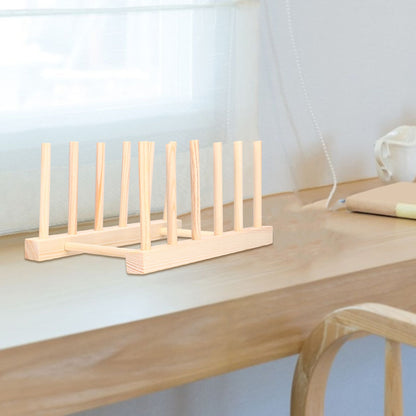 Bamboo Dish Plate Lightweight Portable Environmental Friendly Durable Pine Wood Dish Rack5 Grids 23cm V1294-YM0523-3117210180511