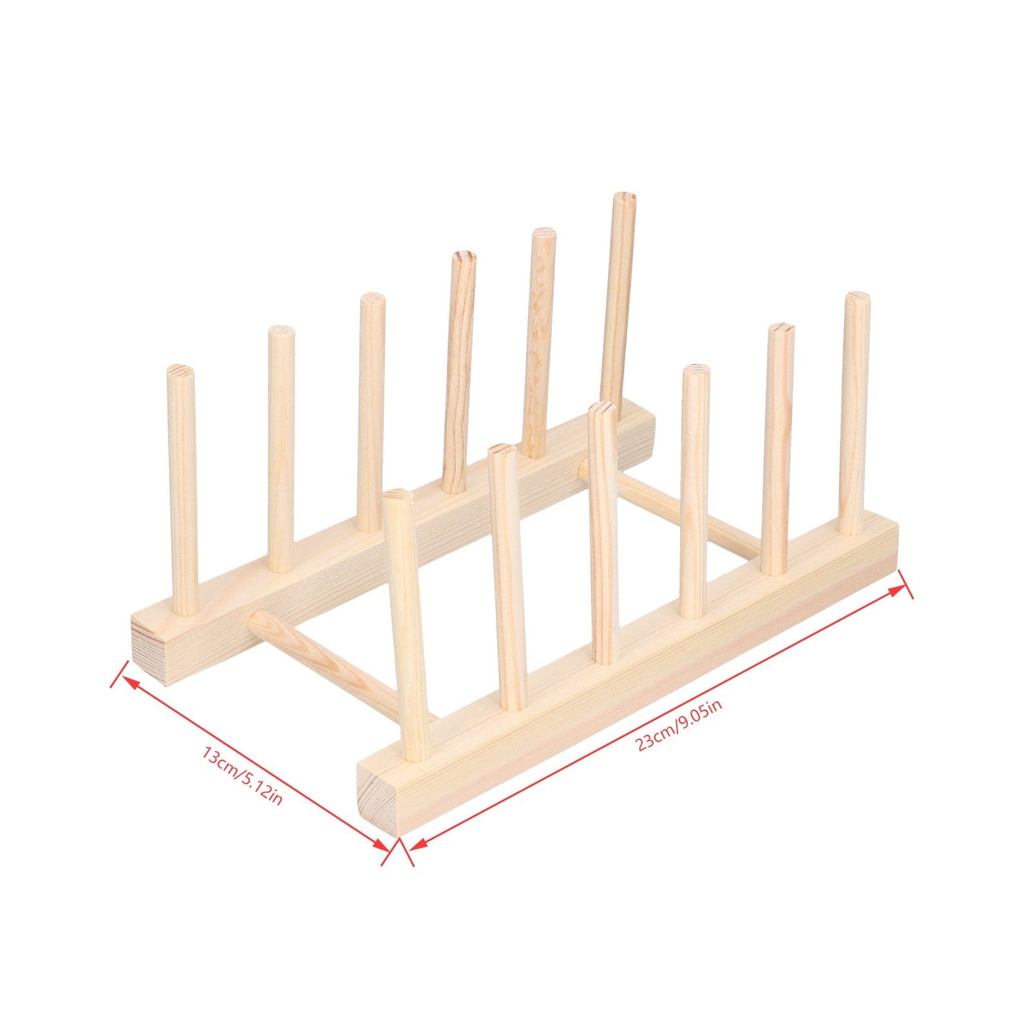Bamboo Dish Plate Lightweight Portable Environmental Friendly Durable Pine Wood Dish Rack5 Grids 23cm V1294-YM0523-3117210180511