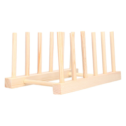 Bamboo Dish Plate Lightweight Portable Environmental Friendly Durable Pine Wood Dish Rack5 Grids 23cm V1294-YM0523-3117210180511