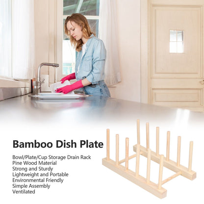 Bamboo Dish Plate Lightweight Portable Environmental Friendly Durable Pine Wood Dish Rack5 Grids 23cm V1294-YM0523-3117210180511