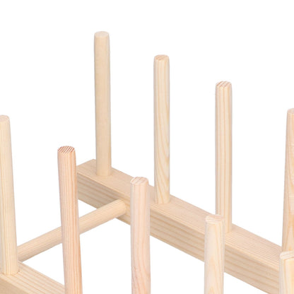 Bamboo Dish Plate Lightweight Portable Environmental Friendly Durable Pine Wood Dish Rack5 Grids 28cm V1294-YM0523-3117210180512