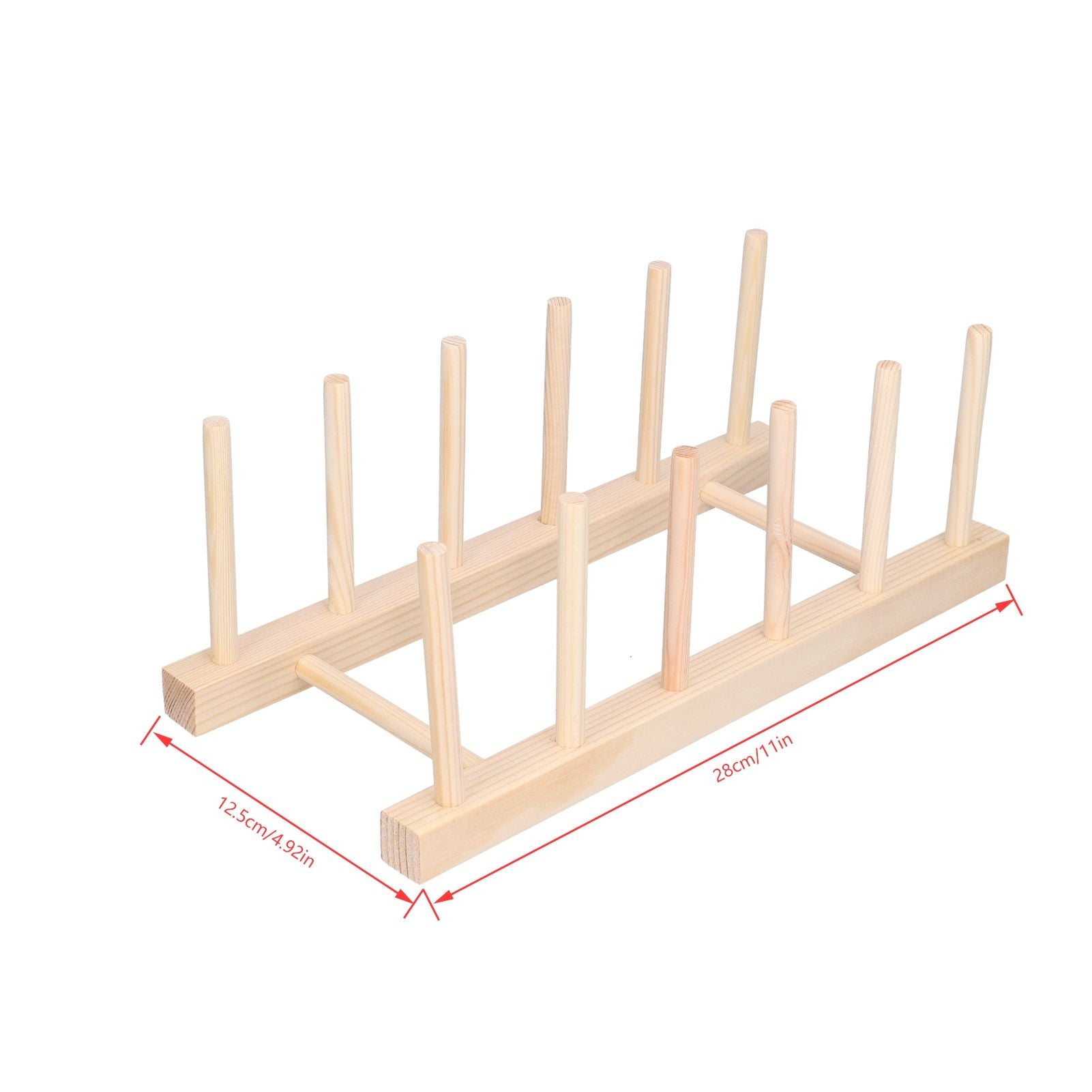 Bamboo Dish Plate Lightweight Portable Environmental Friendly Durable Pine Wood Dish Rack5 Grids 28cm V1294-YM0523-3117210180512