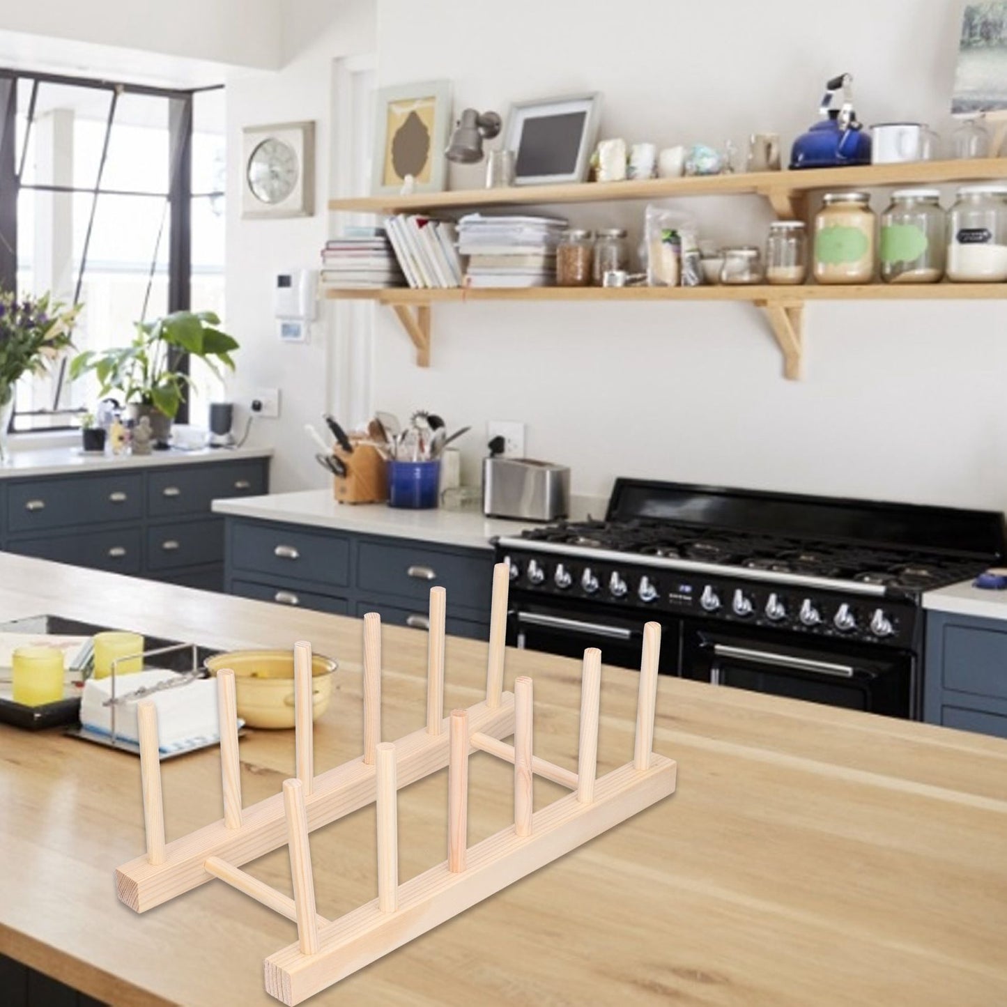 Bamboo Dish Plate Lightweight Portable Environmental Friendly Durable Pine Wood Dish Rack5 Grids 28cm V1294-YM0523-3117210180512