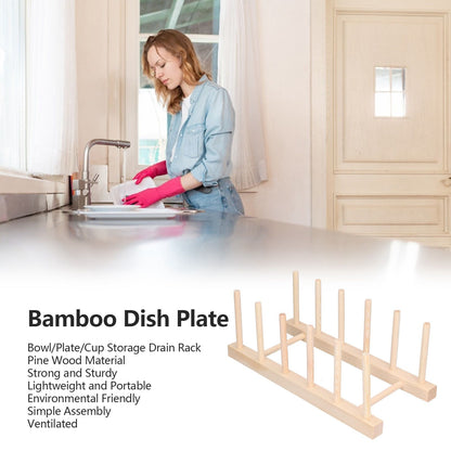 Bamboo Dish Plate Lightweight Portable Environmental Friendly Durable Pine Wood Dish Rack5 Grids 28cm V1294-YM0523-3117210180512