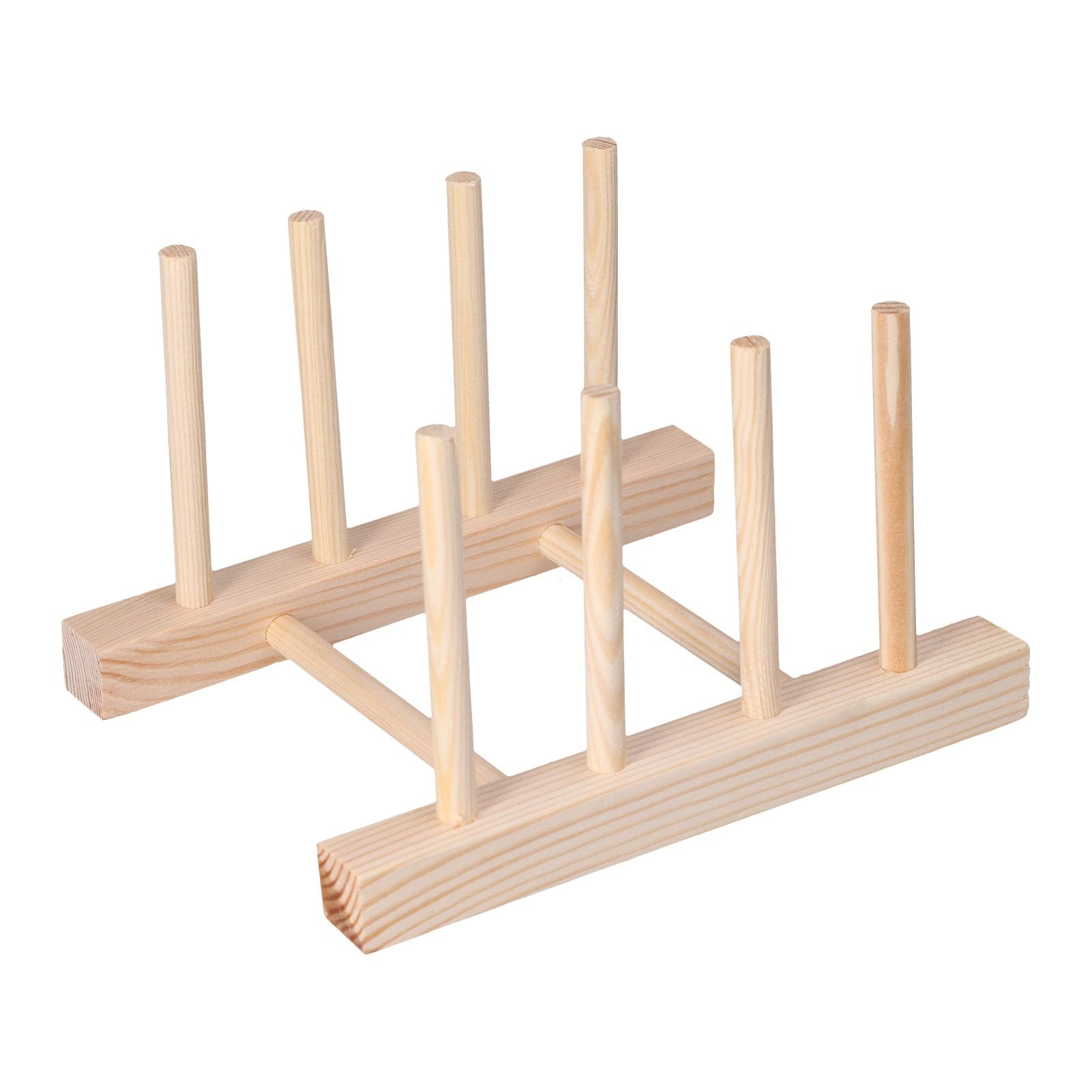 Bamboo Dish Plate Lightweight Portable Environmental Friendly Durable Pine Wood Dish Rack3 Grids 18cm V1294-YM0523-3117210180513